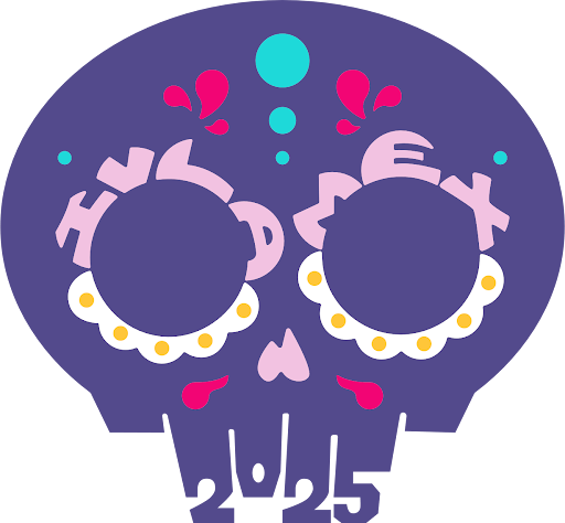 The International Visual Literacy Association's 2025 Conference logo. The graphic is "calaveras" or "sugar skulls" from the Mexican holiday, Dia de los Muertos.